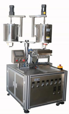 Zilveren kleur Automatische Lipgloss-vulmachine 12 gaten Dubbelvat Automatische Lipstick-vulmachine
